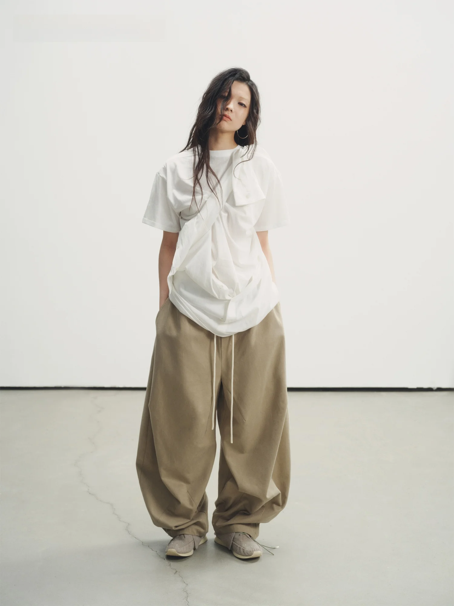 

Comfortable Wide Leg Casual Pants Vermo New Version 3D Tailoring Bow Shape Silhouette Lyocell Cotton Street Style Loose Fit