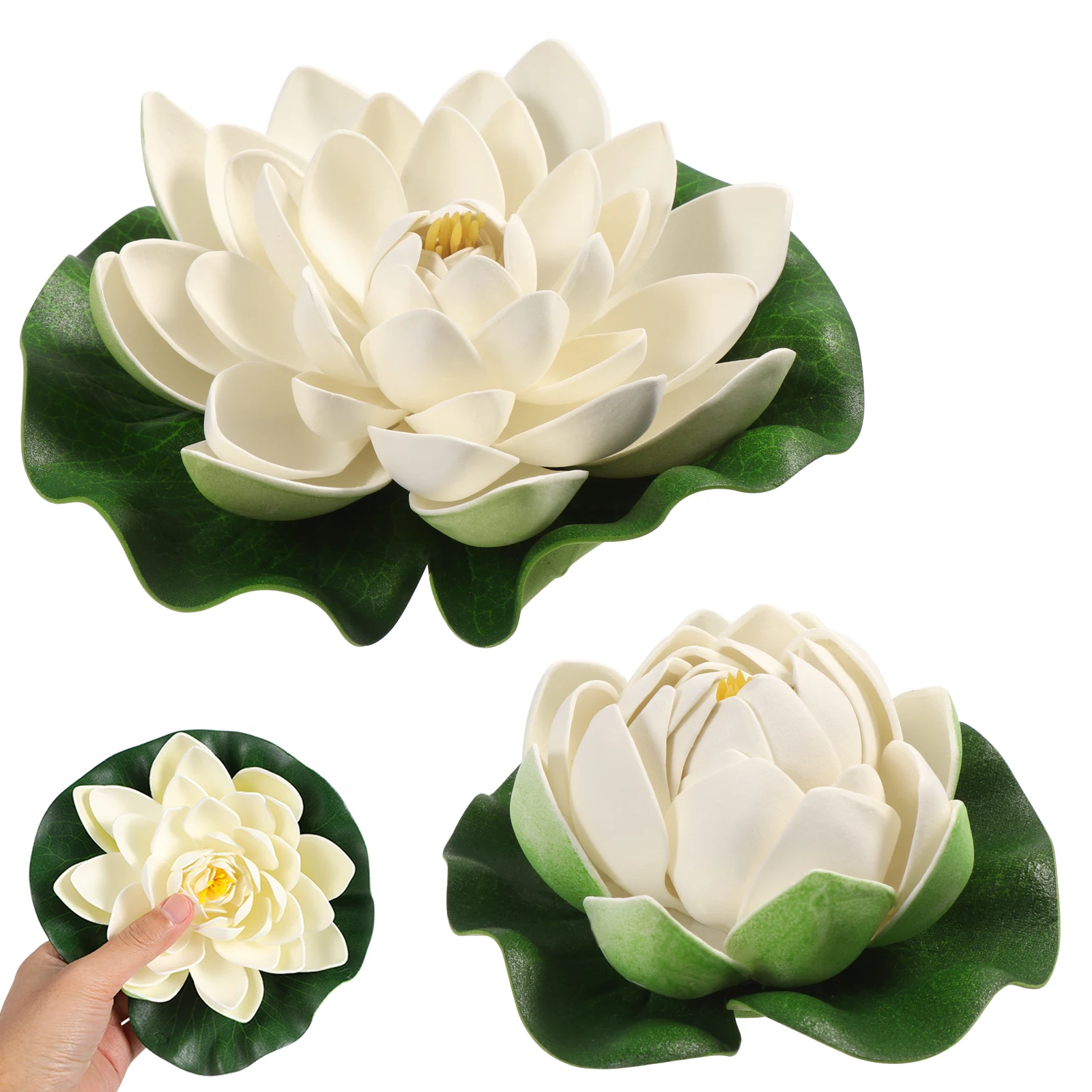 

Artificial Water Lilies Floating Decor Embossed Veining Detail Pond PlantsLotus Flower Garden Patio Home Decor
