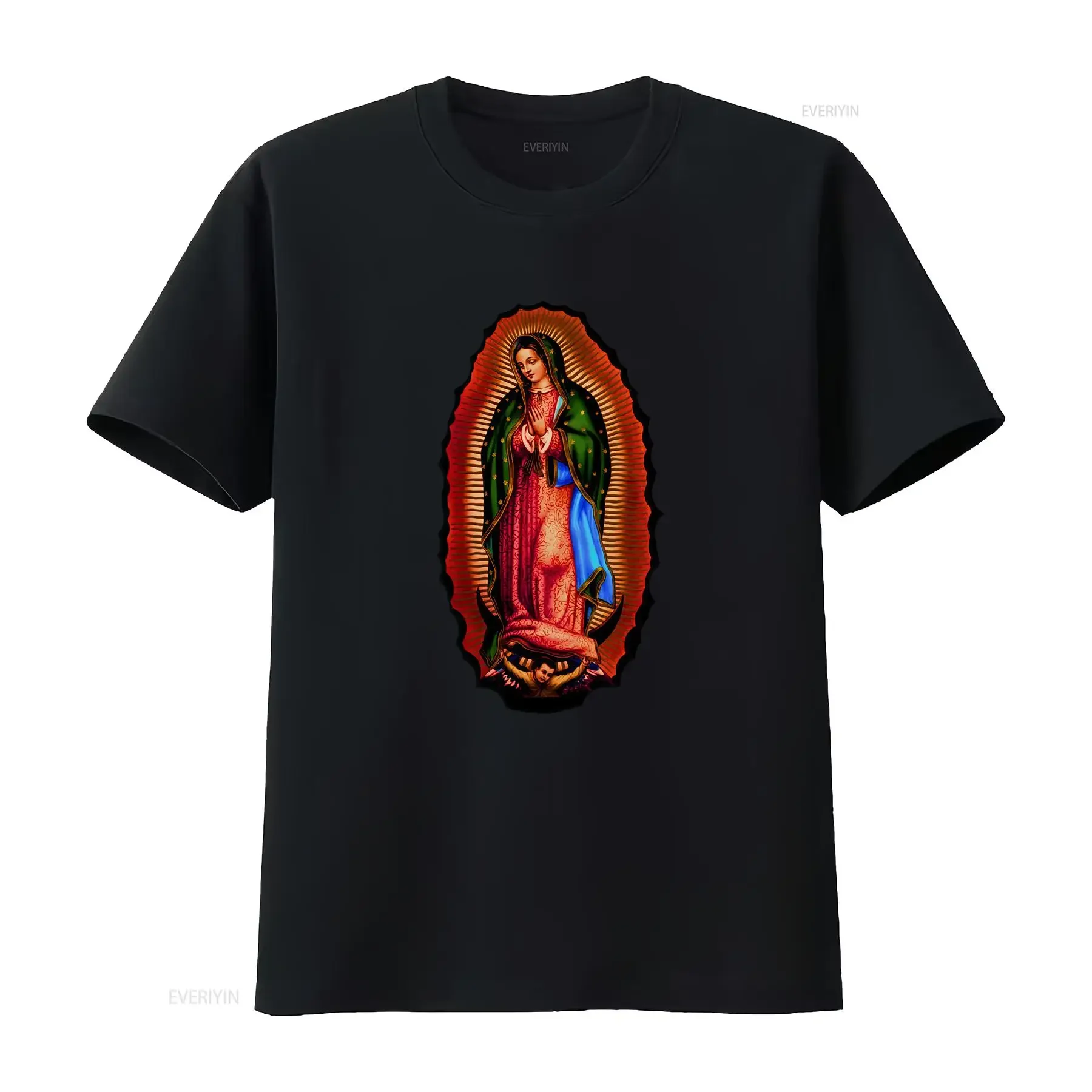 Virgin Mary T Shirt Mother Our Lady Of Guadalupe Religious Latina Christian Abuela vintage Washed Versatile Unisex fashion
