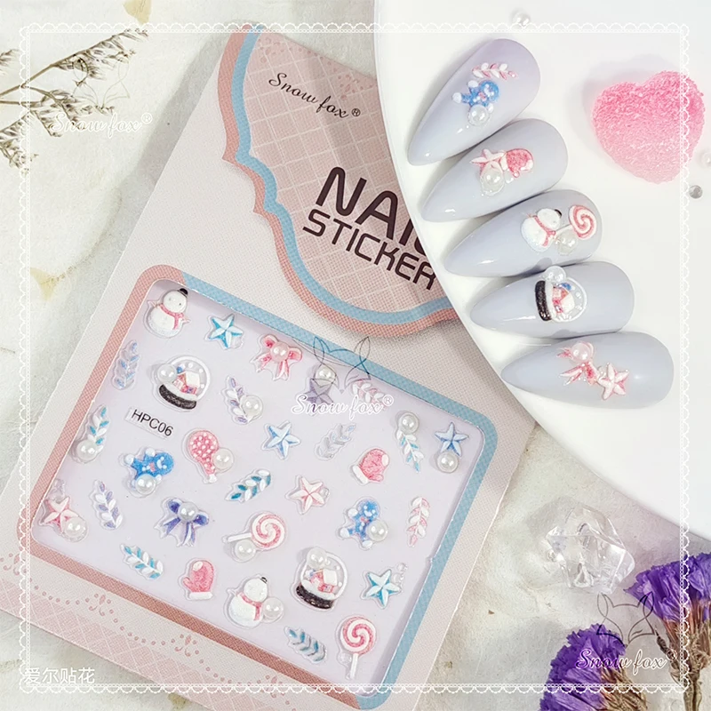 Slim 3D New Multi-Color Nail Art Sticker with Pearl Decorative Pattern-Stylish High Quality Nail Art Sticker