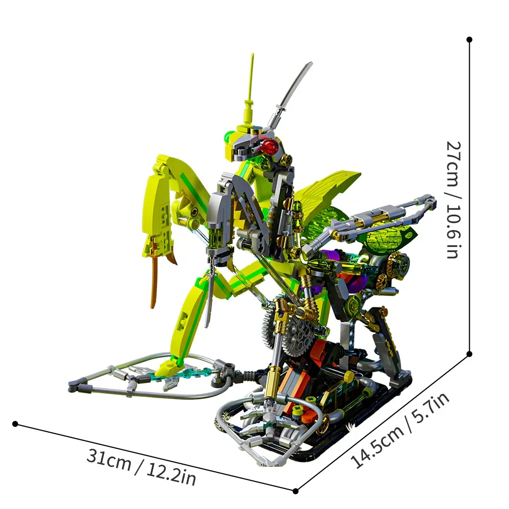 Mantis Insect Collection Conjunto de construção para meninos, modelo mecânico legal com luz, presente criativo, brinquedo para adultos