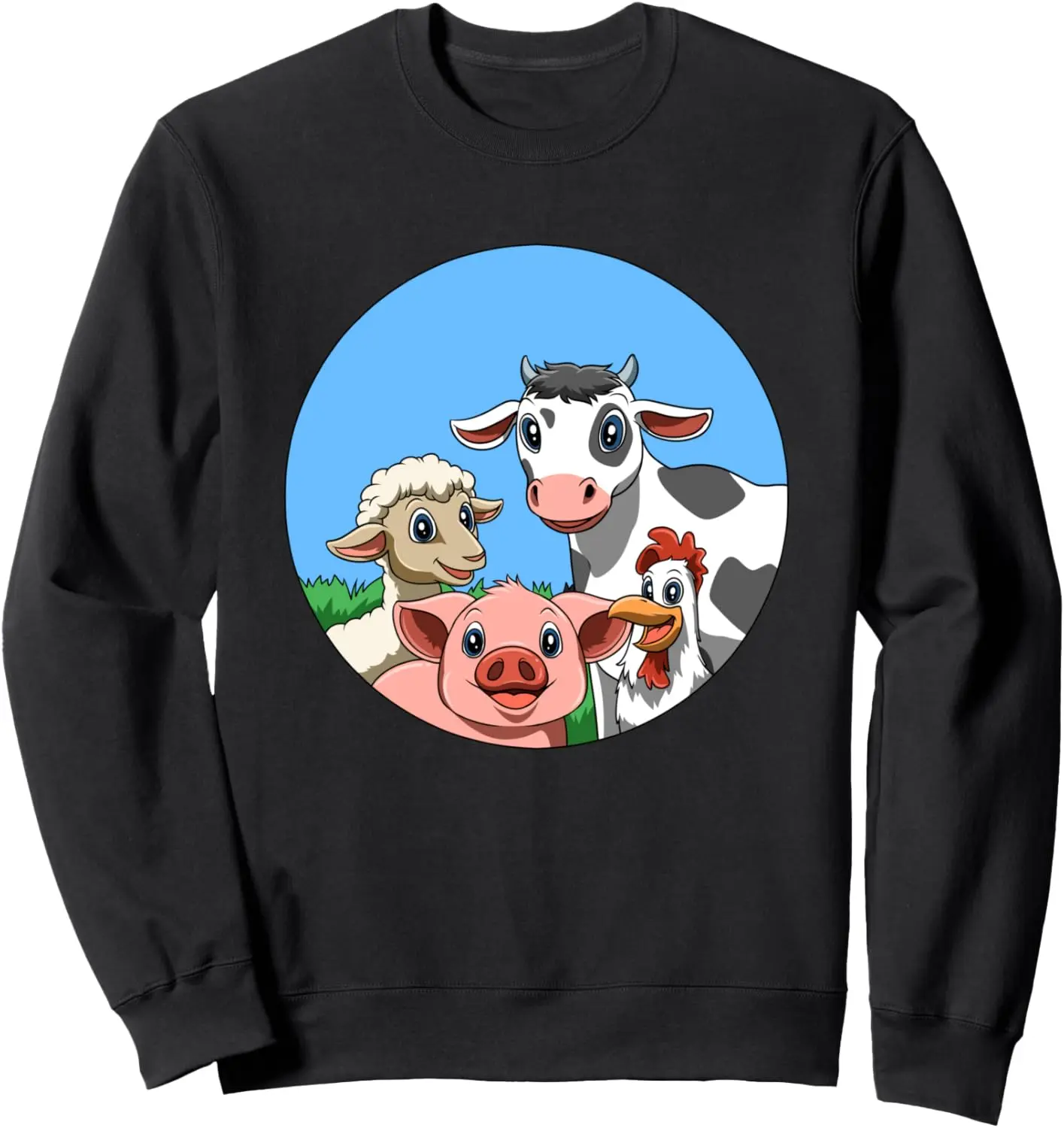 Farm Animals Cow Pig Sheep Rooster Sweatshirt