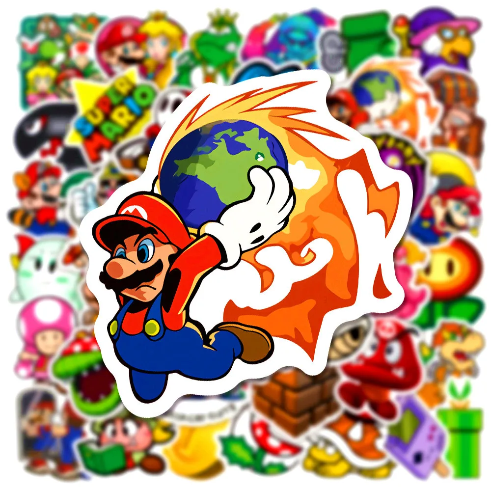 100PCS Classic Game Super Mario Sticker Toys Graffiti Decals Laptop Luggage Skateboard Waterproof Sticker Kid Toy