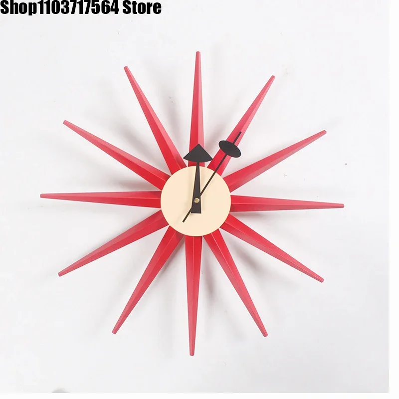 

Nordic decorations Sun clock Study Creative home accessories Wall clock living room red grain hands light wall clock