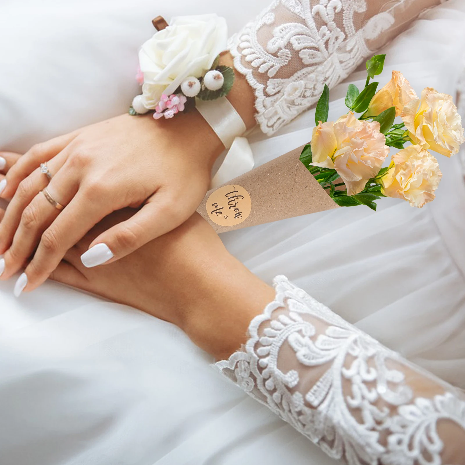 

30 Pcs Paper Petal Cone Candy Cones Flower for Wedding Craft Confetti Dried Rose