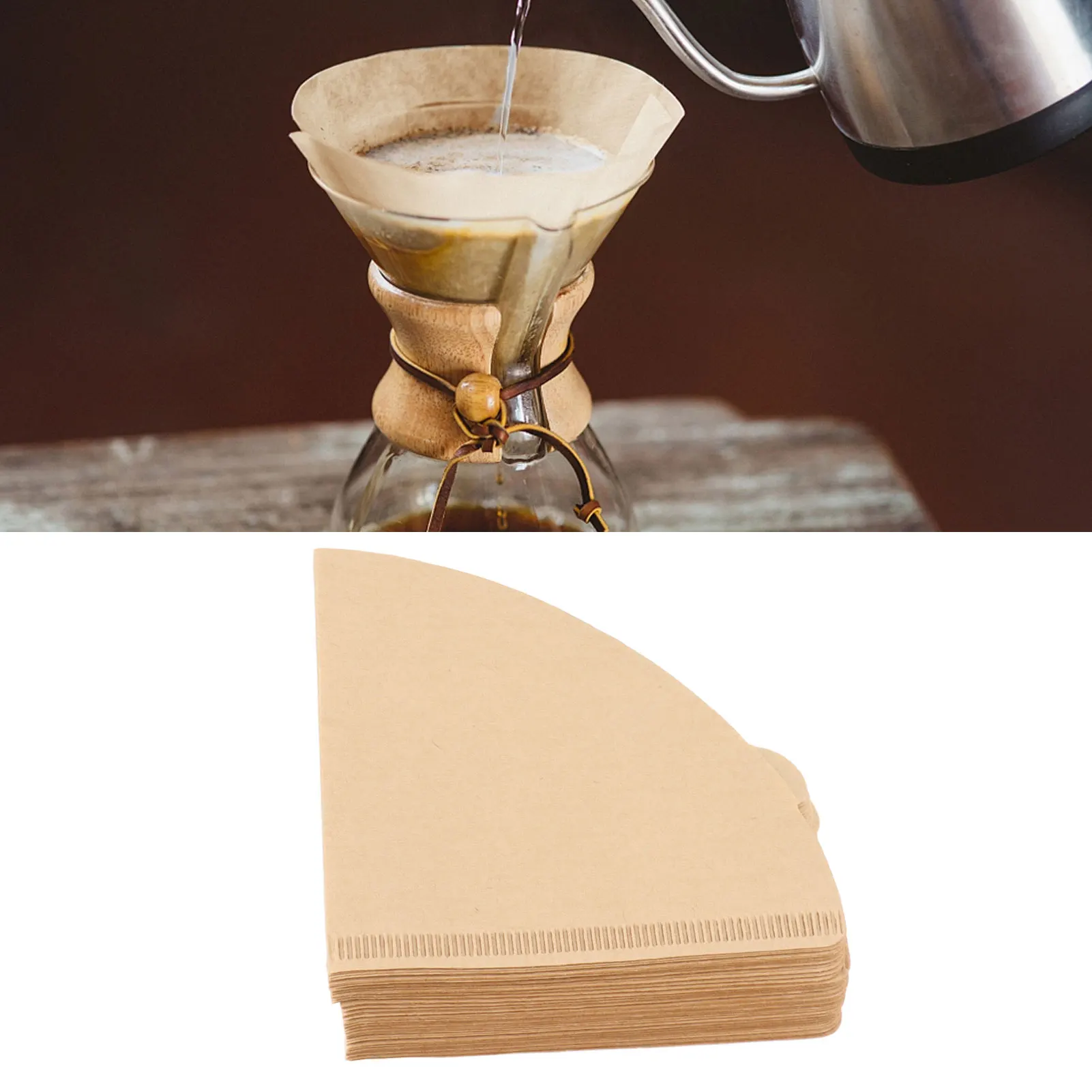 100Pcs Coffee Filter Paper Disposable 2‑4 Cups Original Color Cone Shape Coffee Strainer For Home