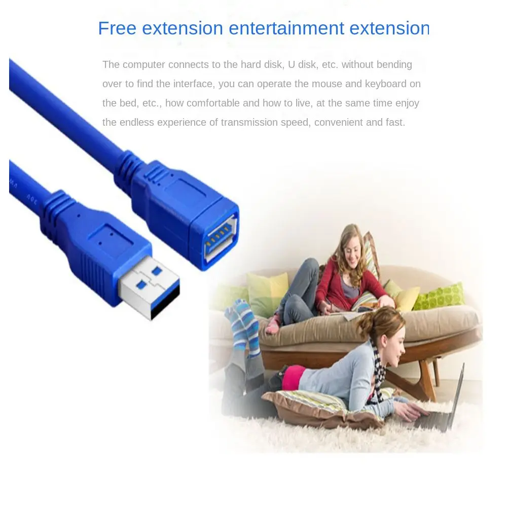 0.3M-5M Male To Female USB Lead Oxygen Free Copper USB 3.0 Stable Transmission Cable Blue High Speed Extension Cable