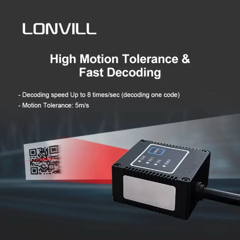 LONVILL 2D transportador automático de código de barras lector de código de barras fijo con cable RS232 inventario escáner de código de alta velocidad