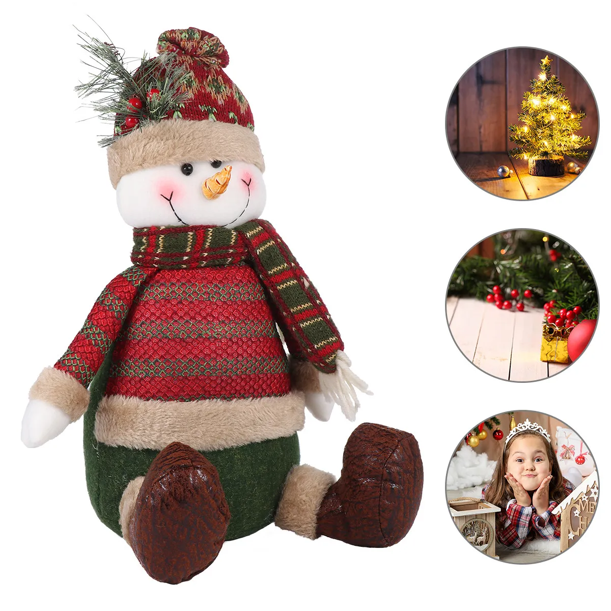 

Christmas Decoration Holiday Decorations Red Miniature Snowman Figurines for Crafts