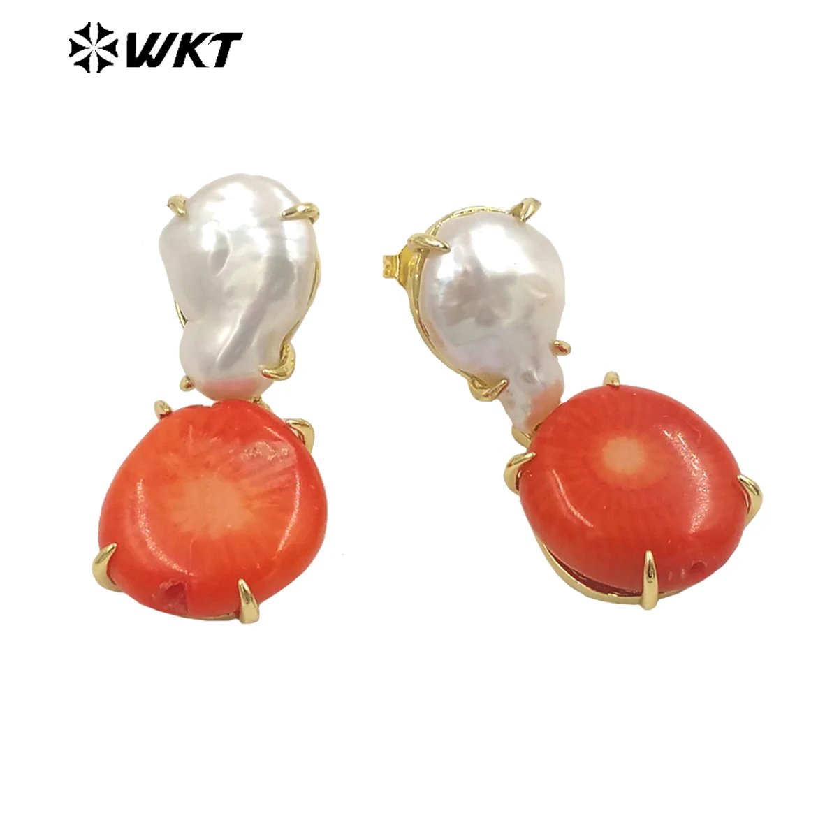 

WT-MPE096 WKT Novel And Unique Coral Freshwater Pearl Design Two Color Options For Anniversaries Accesories