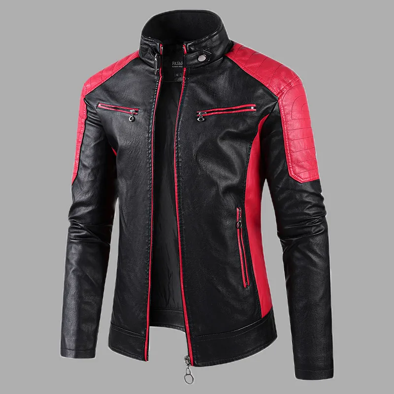 

Men Leather Jacket Autumn Spring Biker Leather Coats Casual Faux Leather Jackets Fashion Slim Fit Motorcycle Coat Outwear