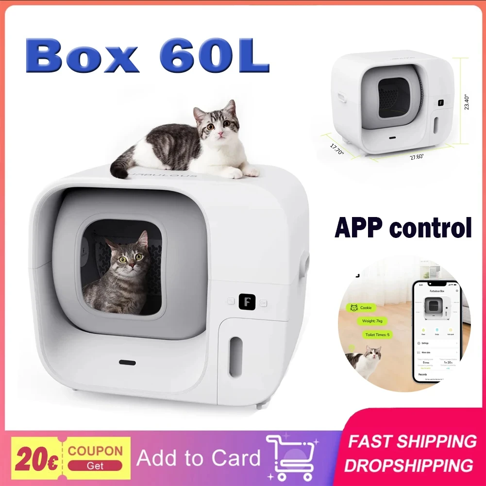 Furbulous Automatic Cat Litter Box 60L Capacity Self-cleaning Cat Litter Box App Control Multiple Cats With Deodorant For Cats