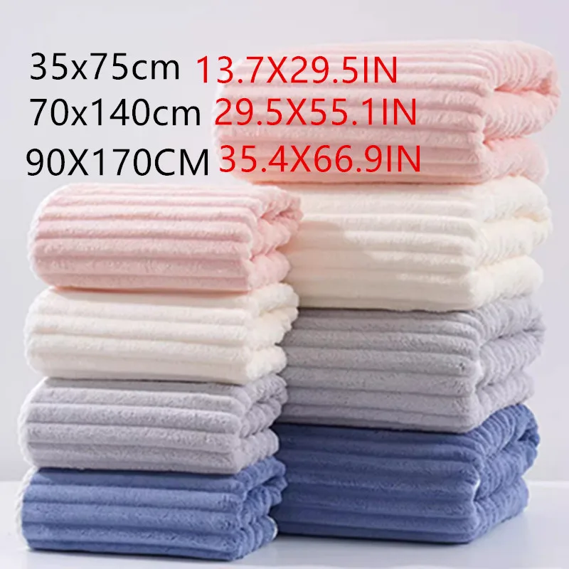 Thickened and enlarged candy velvet bath towel, skin friendly and absorbent adult beach towel, towel and bath towel set