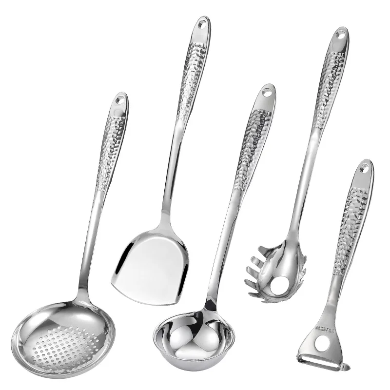 

Stainless steel spatula soup spoon colander kitchen utensils six-piece set handle shovel cooking spoon shovel hammer handle