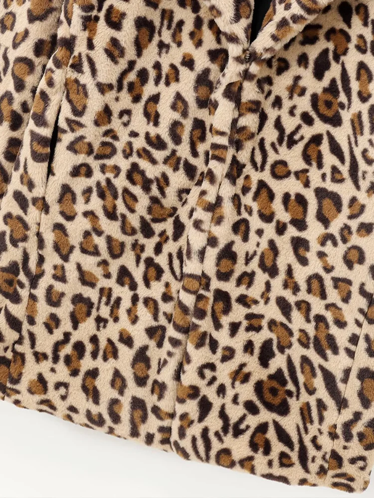 欧米風 2025 秋冬新作 レディースファッション アニマルプリント フェイクファー風コート