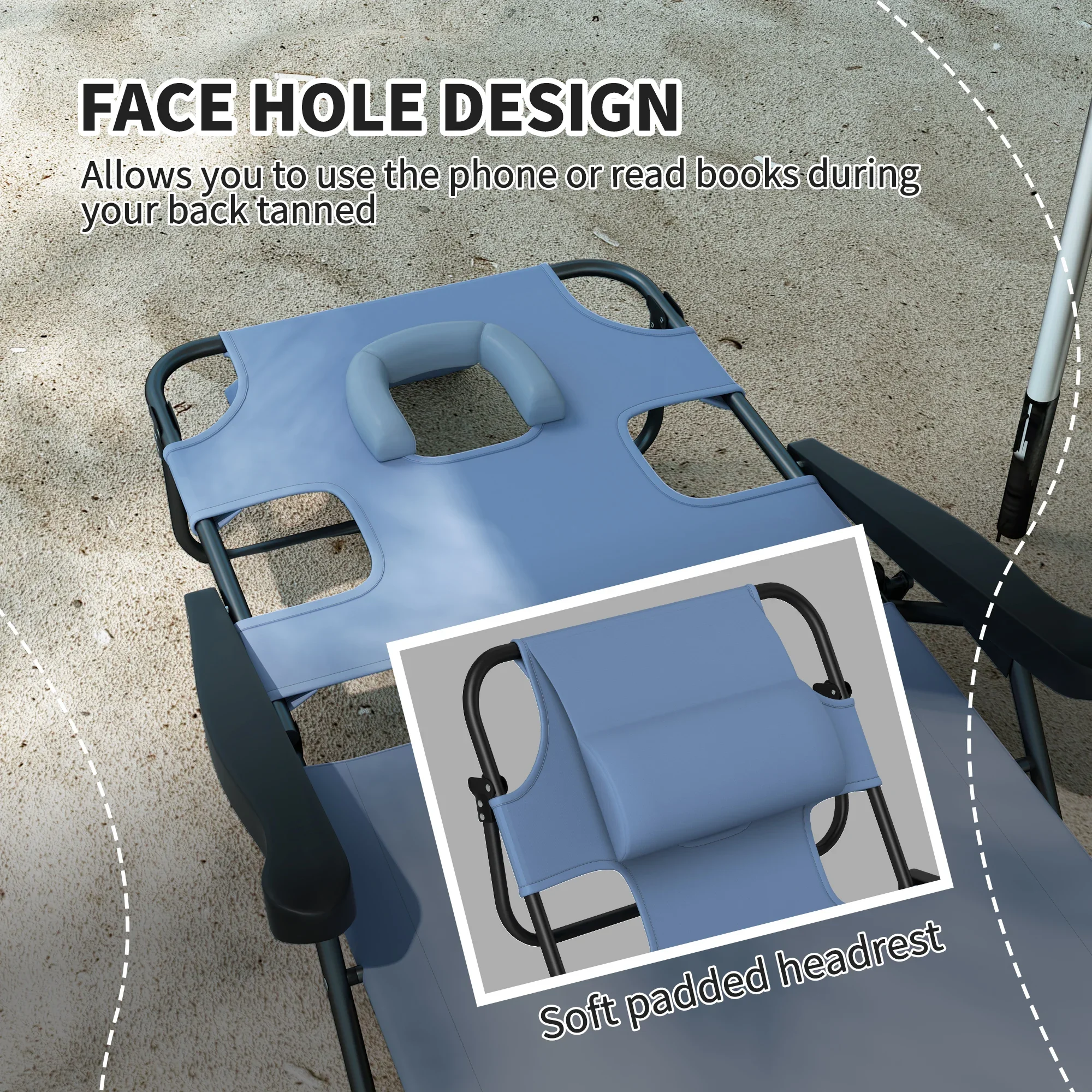 

Lounge Chair,suitable for Tan or lounge by the pool,Back reclines to 4 different positions,Foldable,No assembly,Color:Black,Gray