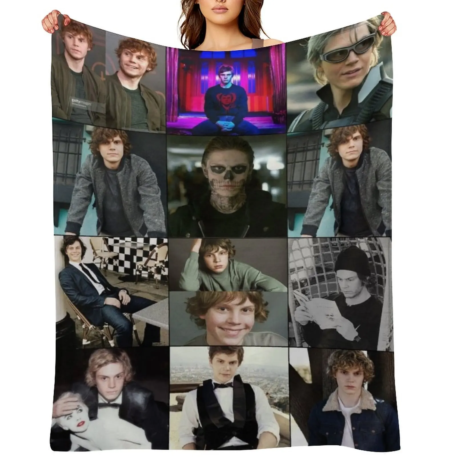 

Evan Peters Photo Collage Art Throw Blanket Luxury Thicken Blankets For Baby Plaid Kid'S Blankets