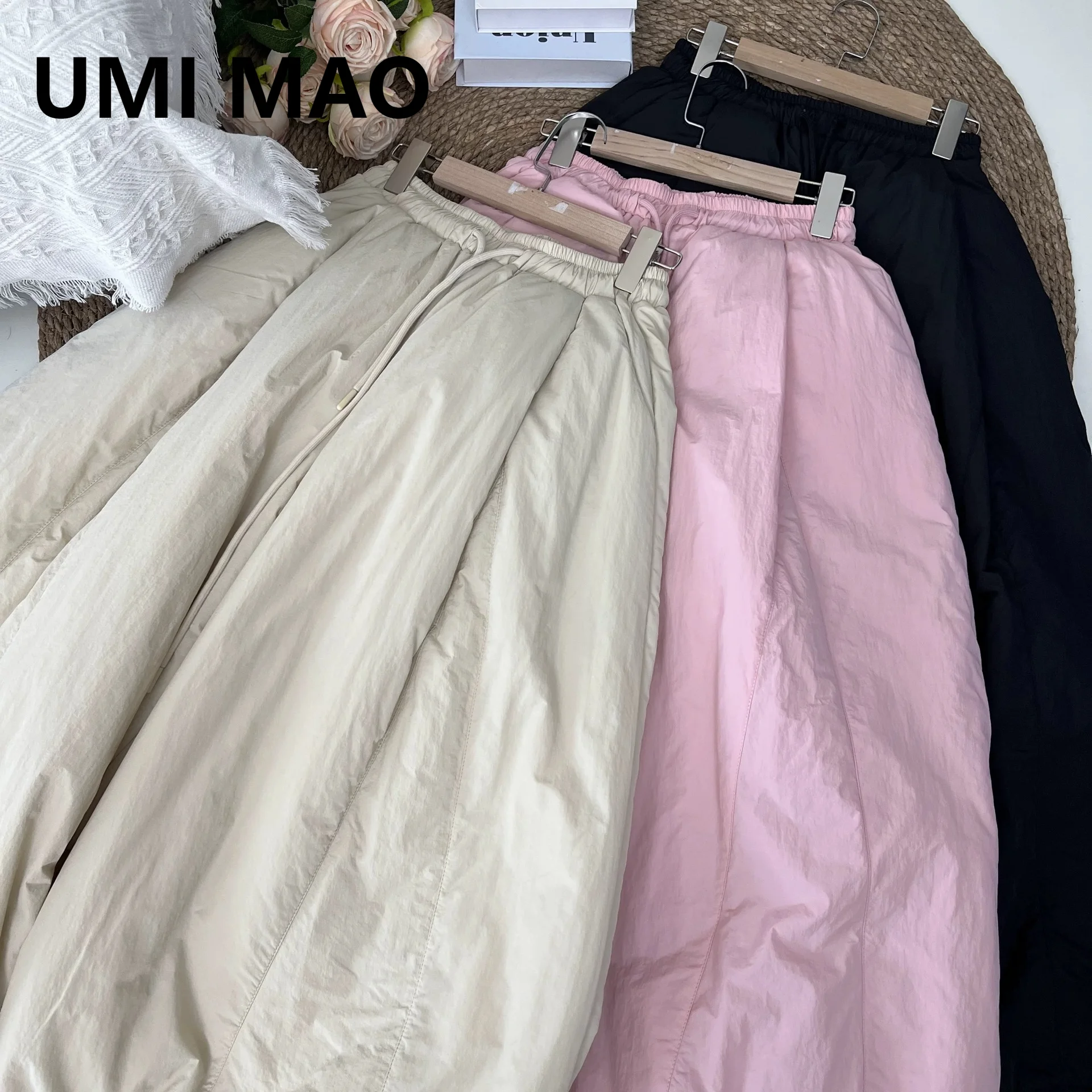 

UMI MAO Japanese Style Casual Cotton Padded Thick Drawstring Pant Winter New Design Sense Loose Closure Lantern Cotton Pants