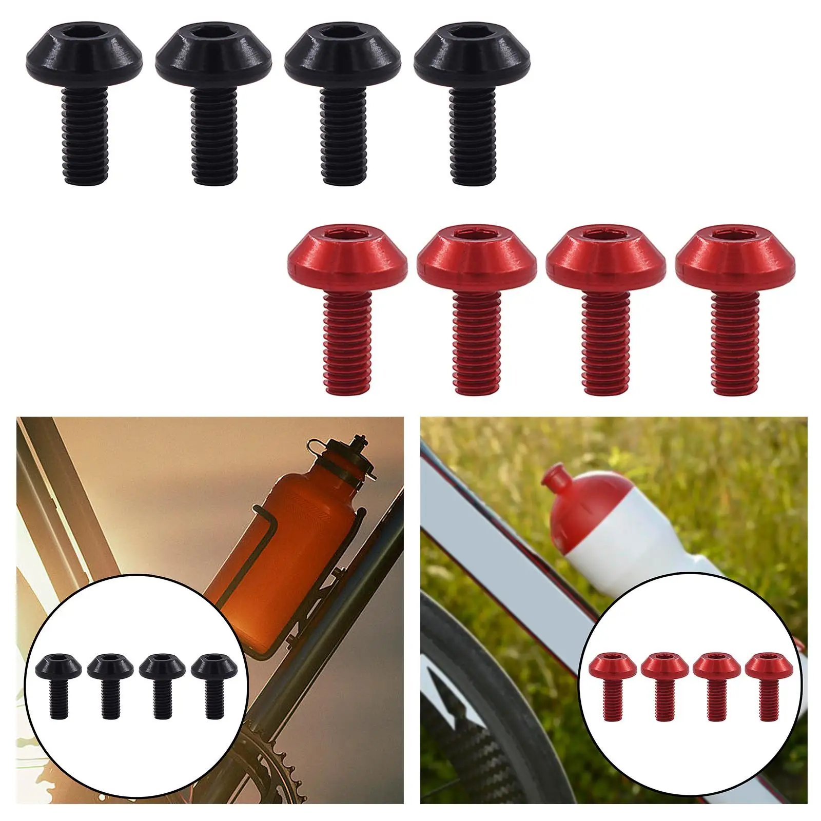 4pcs Water Bottle Cage Screw Bolts M5x12mm Bottle Cage Handle Riser Screw 12mm Hex Socket Tapping Screw Water Bottle