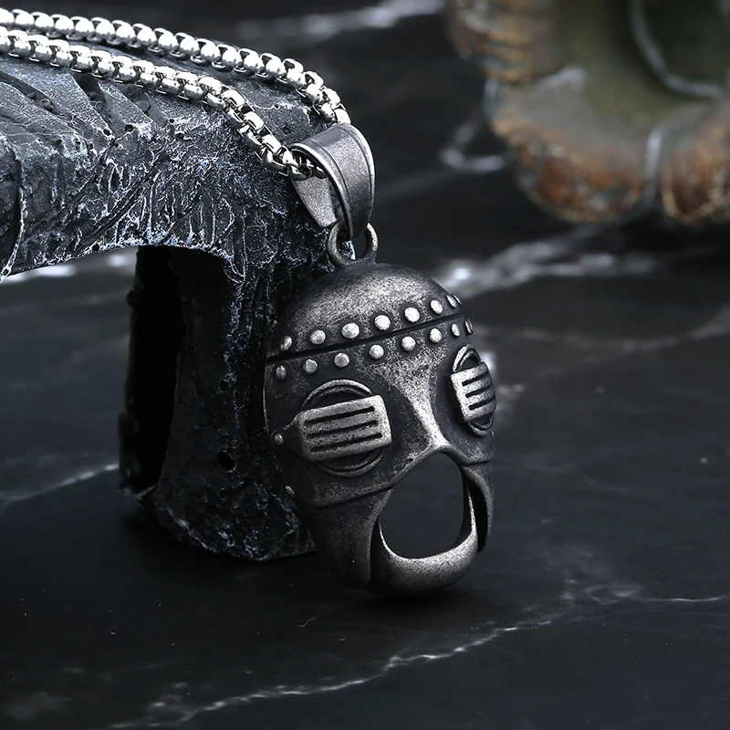Biker Retro 2024 New Fashion 316L Stainless Steel Punk Rock Skull Mask Pendant Necklace For Man Women Music Brand