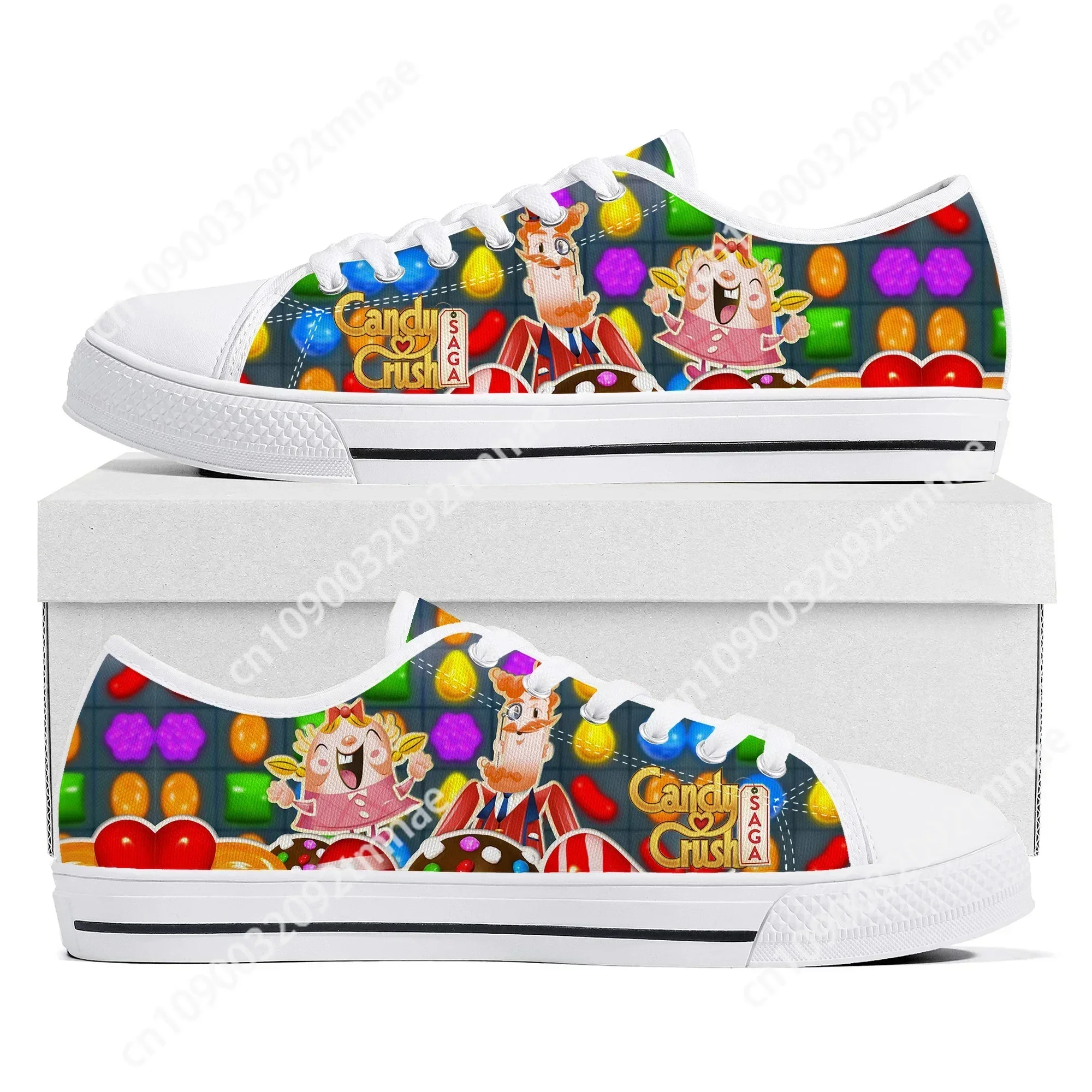 

Candy Crush Saga Low Top Sneakers Cartoon Game Women Men Teenager High Quality Canvas Sneaker Couple Fashion Custom Built Shoes