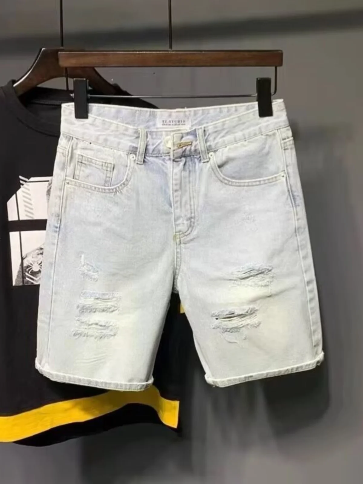 

Рваные джинсовые шорты мужские летние тонкие легкие винтажные брюки-капри с эффектом потертости, модные, молодежные, повседневные, износостойкие