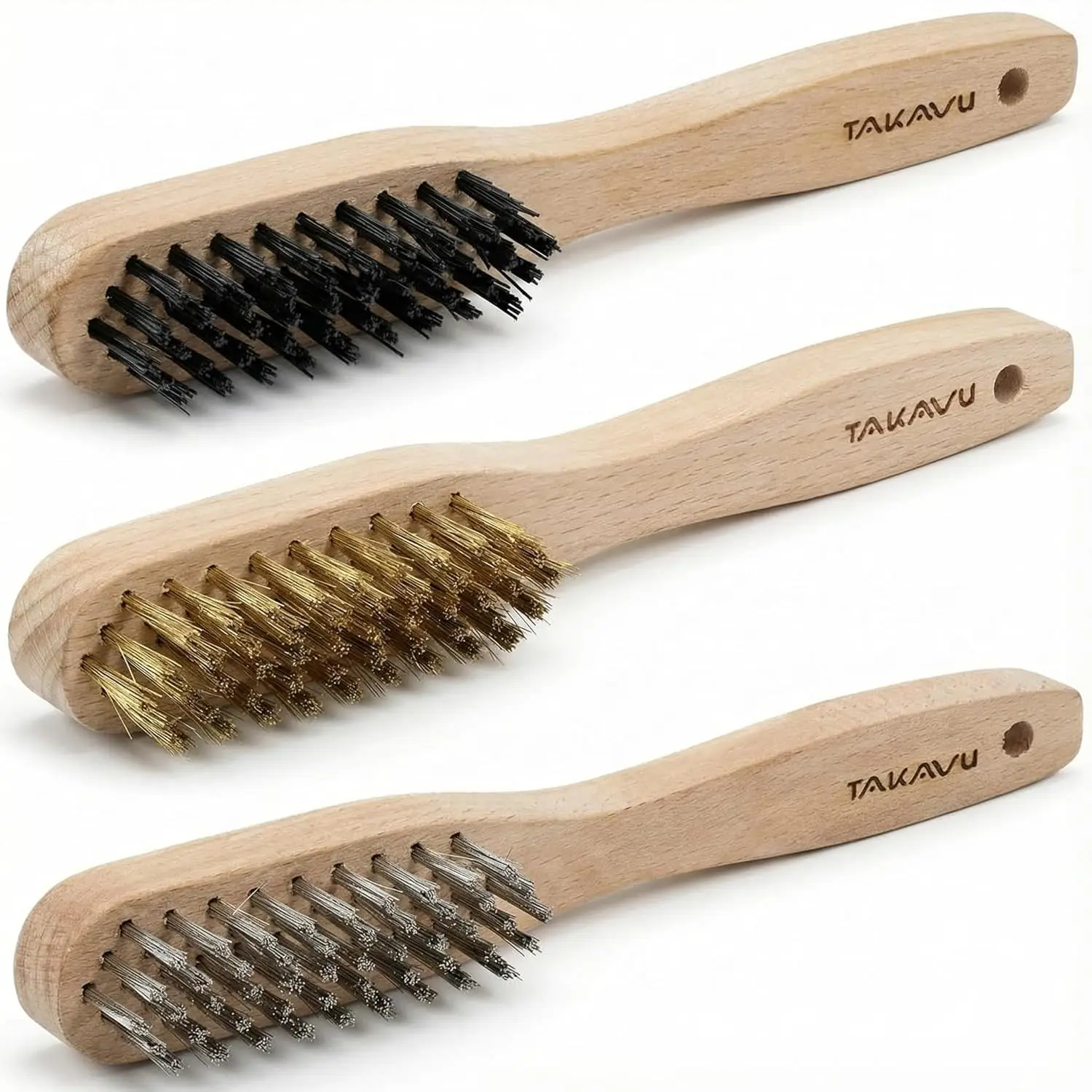 Brush Bristle Set - 3-Piece Small Wire Brush Set: Stainless