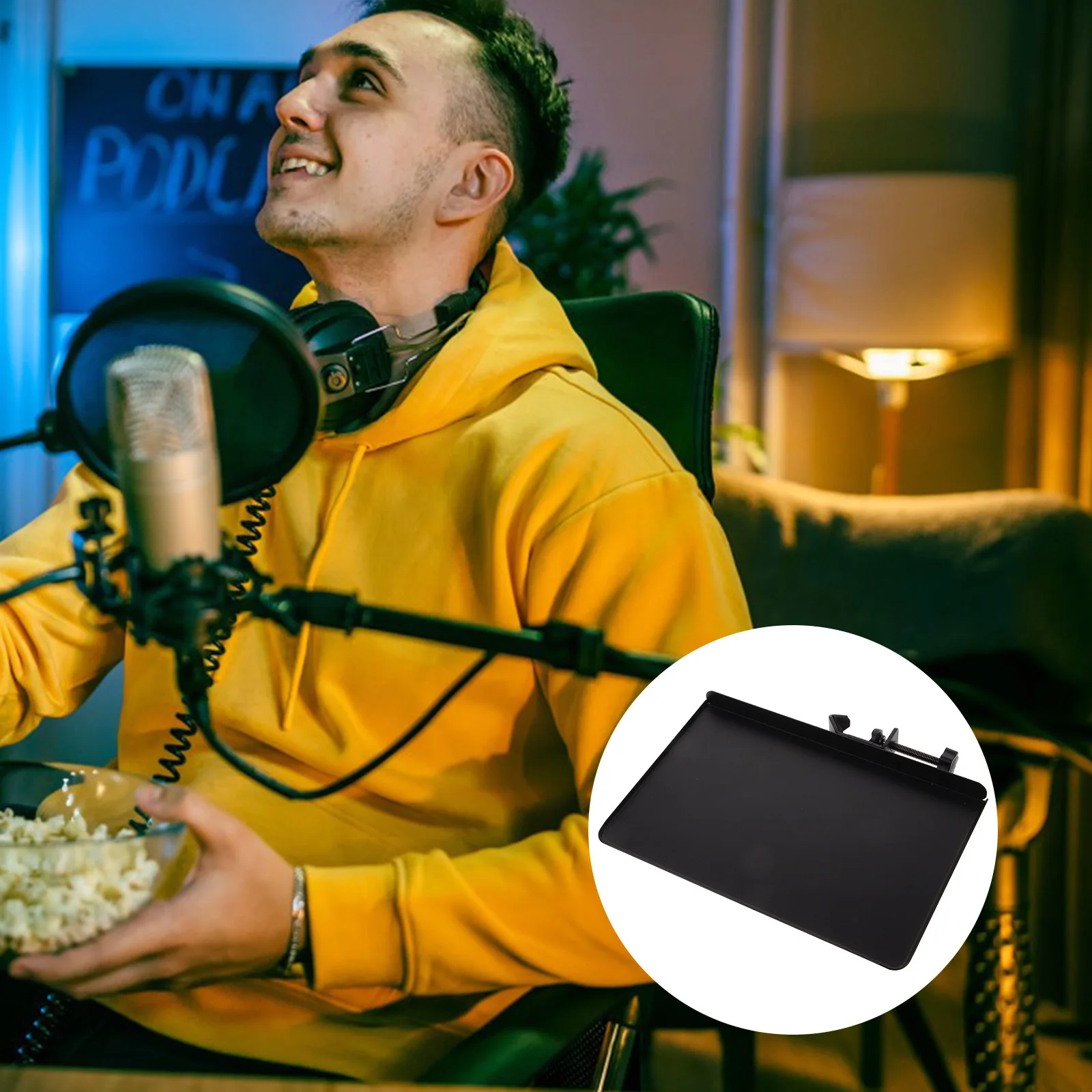 

Adjustable Microphone Sound Card Tray Iron Material Stage Office Classroom Conference Room Accessory Mic Cable Holder