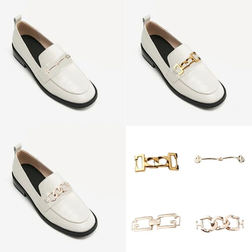 H3CB Accesorios delanteros calzado Hebilla mocas metal cadena zapatos elegante