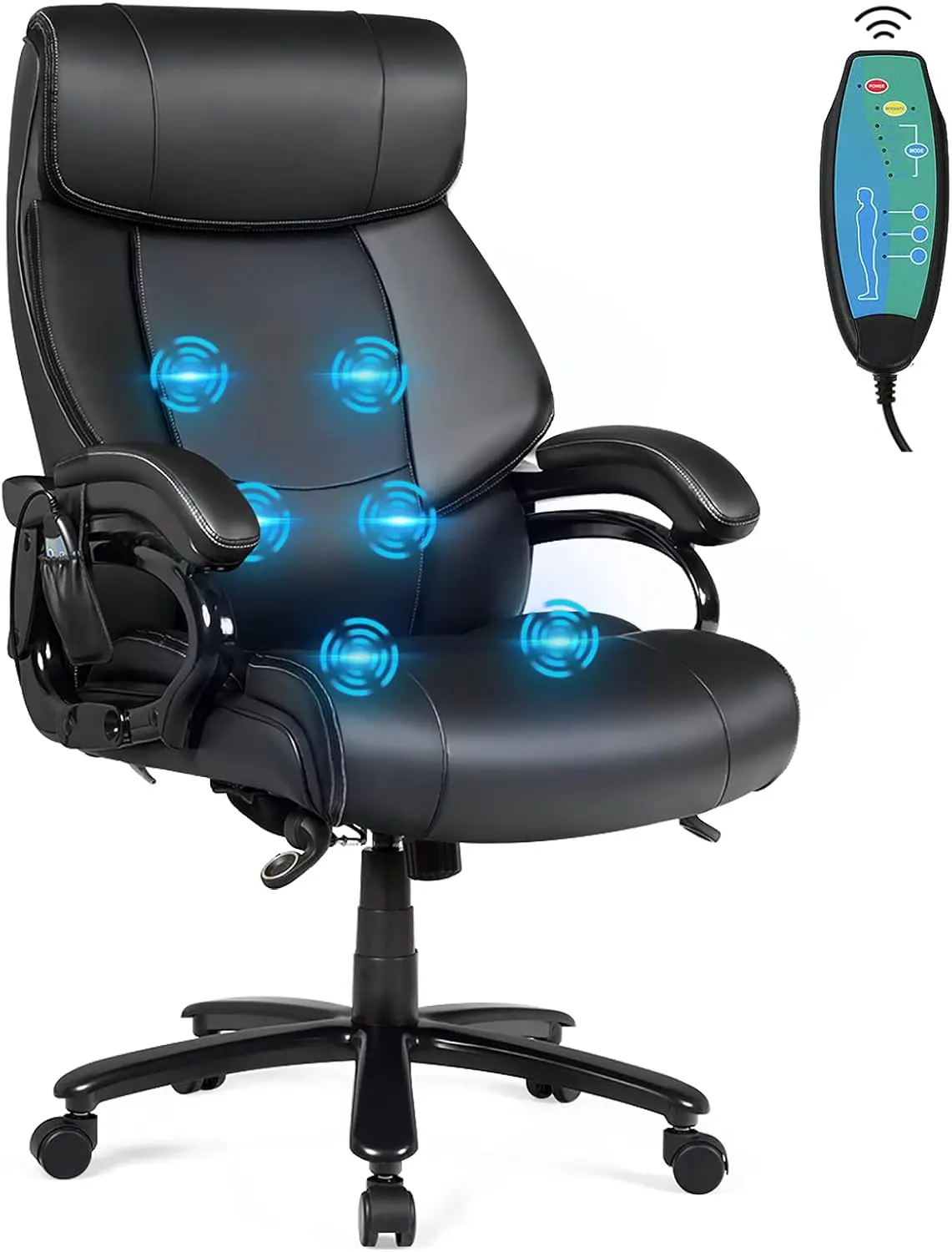 

Big and Tall Office Chair 500lbs Ergonomic Heavy-Duty Office Chair - High Back, Thick Padded, Massage Executive Office Chair