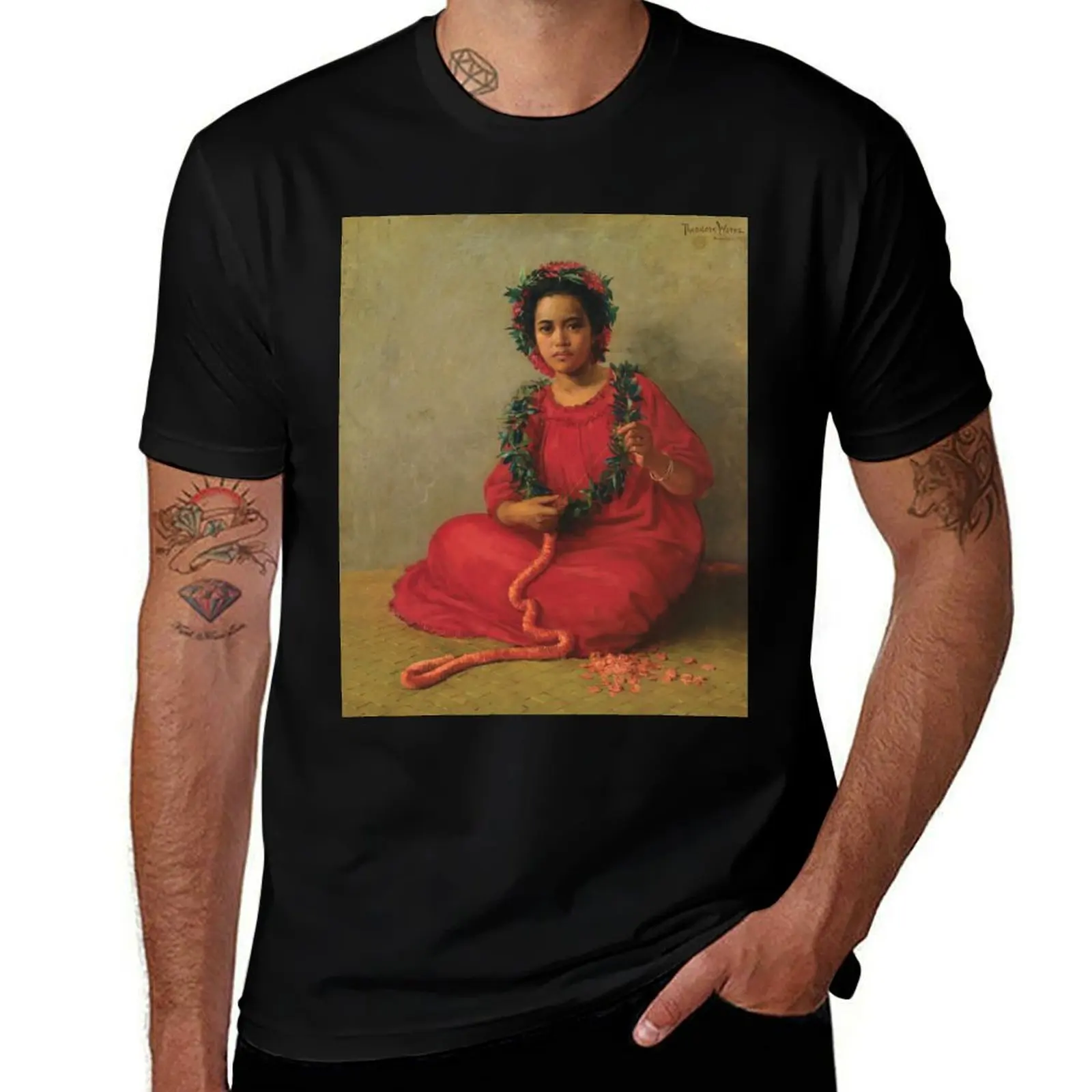 The Lei Maker' - Theodore Wores T-Shirt Basic Simple Design Short Sleeve Shirt T-Shirt