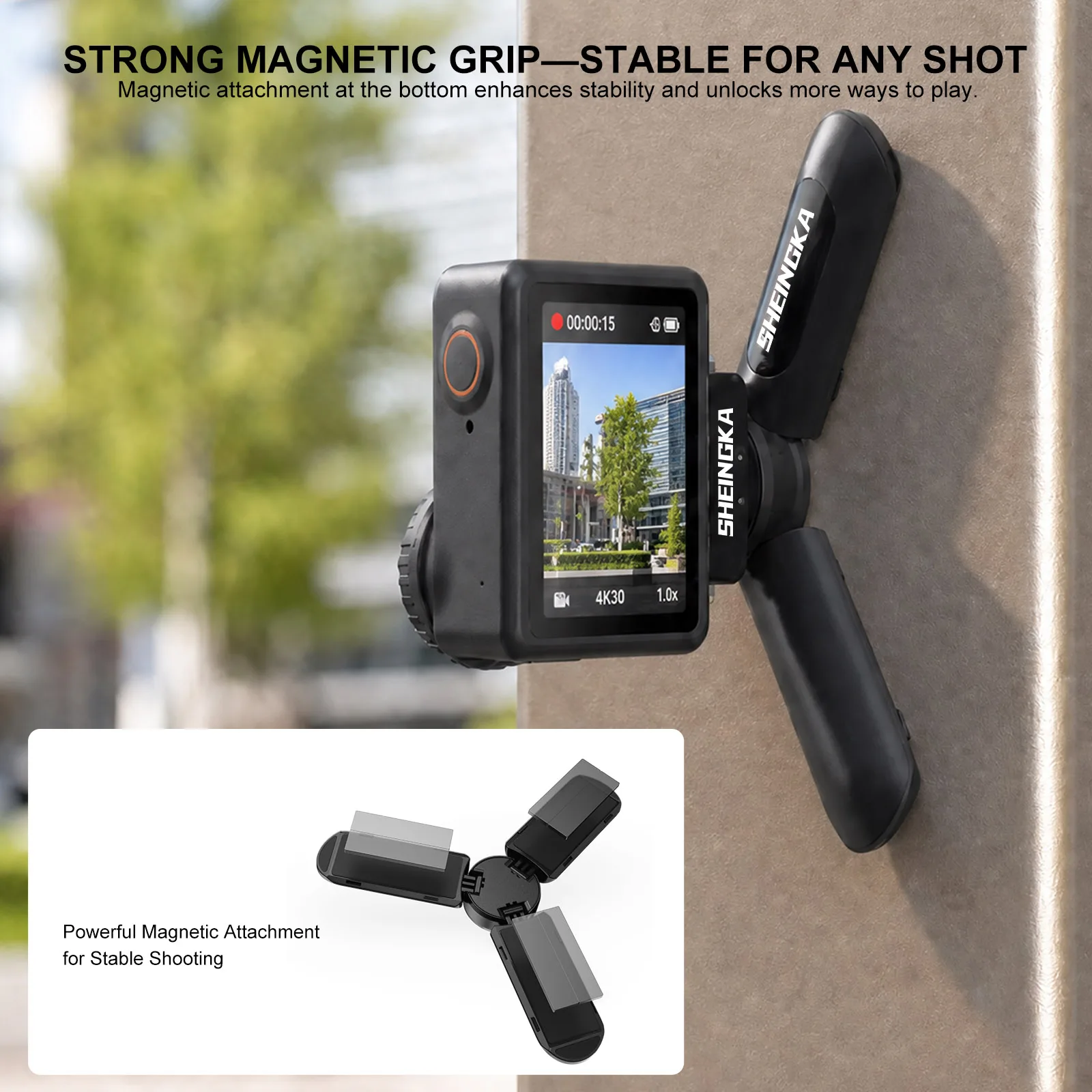 Magnetischer Mini-Schnellverschluss-Universal-Stativgriff für GoPro Insta360 DJI Osmo Action-Kamera mit 1/4-Zoll-Schraubenadapter. ﻿ – Detail 3