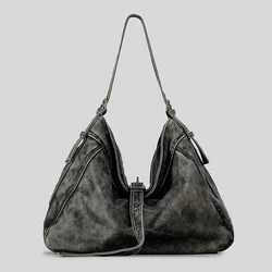 Borse a tracolla Vintage di grande capacità borsa a tracolla da donna in pelle Pu lavata borsa a tracolla retrò e di tendenza grandi borse Shopper 2024