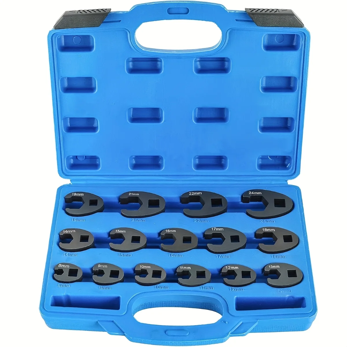 Juego de llaves de pata de gallo de 15 piezas para tuercas de trompeta de 8-24 mm, adecuado para extensores de carraca de 3/8" y 1/2", para la extracción de tuercas