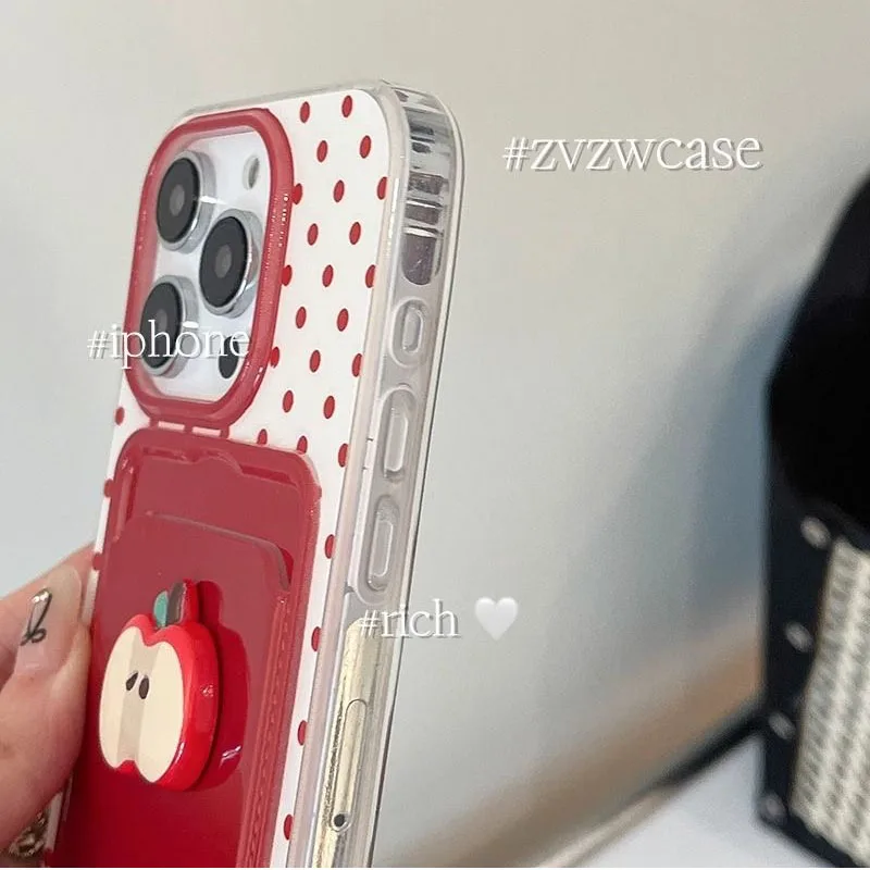 آيفون 16 برو ماكس 15 برو 14 زائد 13 Mini 12 11 X XS XR 7 8 SE لطيف ثلاثية الأبعاد أبل حامل بطاقة الوجه الكرتون جراب هاتف مع الحبل