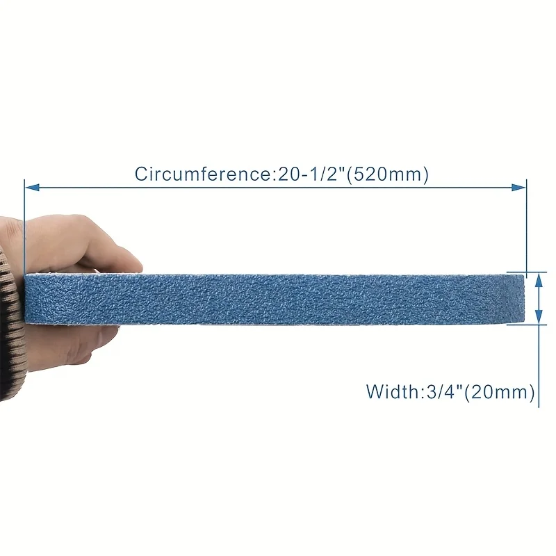 10/20 قطعة حزام غطى بالرمل، 20 × 520 مم، 40/60/80/120 حبة، زركونيا اكسيد الالمونيوم للخشب والمعادن والفولاذ المقاوم للصدأ والسيارات والفو