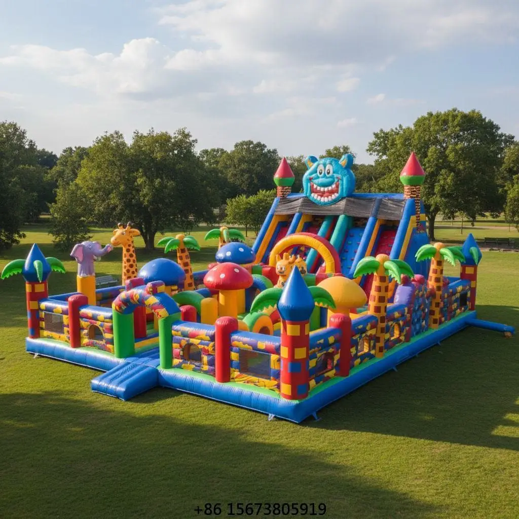 Commercial Inflatable Fun Park Playground Bounce House Slide Combo Kids Amusement Area Professional Inflatable Playground