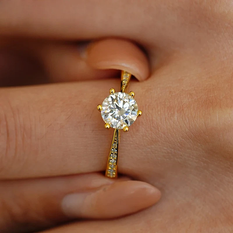 

2ct Round Moissanite Rings D100% S925 Sterling Silver D VVS1 with GRA Certificada Womens Ring Wedding Party Elegant Fine Jewelry