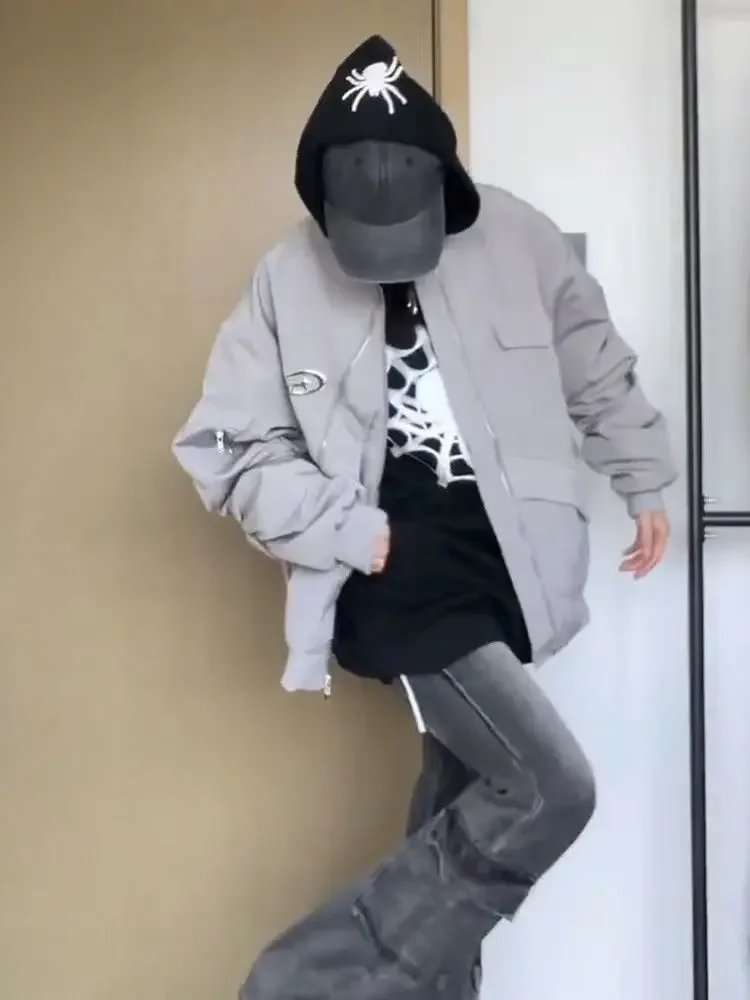 

Design Sense Loose and Slimming Jacket Ins Trend Versatile American Retro Solid Color Baseball Jacket with Women's