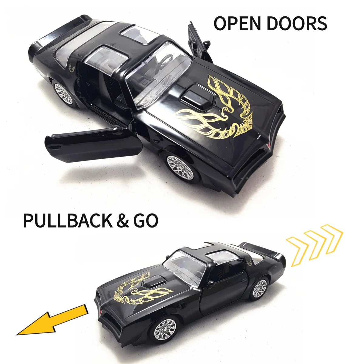 1:36 Retro Muscle Car Model Replica 1978 Pontiac Firebird Scale Metal Diecast Miniature Art Vehicle Collection Xmas Gift Boy Toy