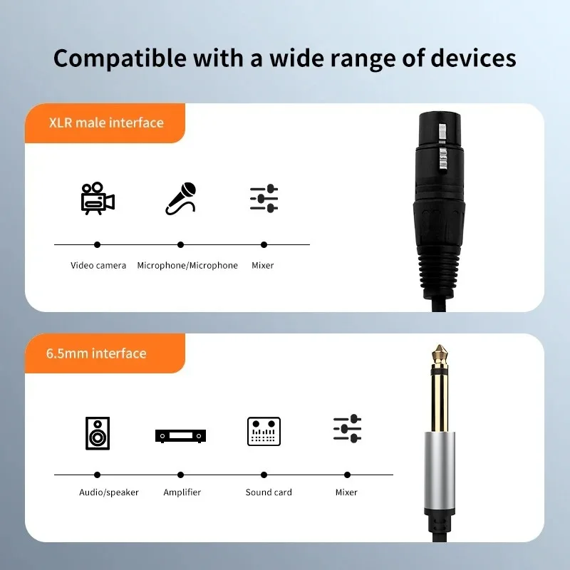 AUX 6.5 Jack Audio Cable to XLR Microphone Cable HiFi 6.35mm AUX to XLR Female for Speaker Amplifier Mixer Audio Balanced Cable