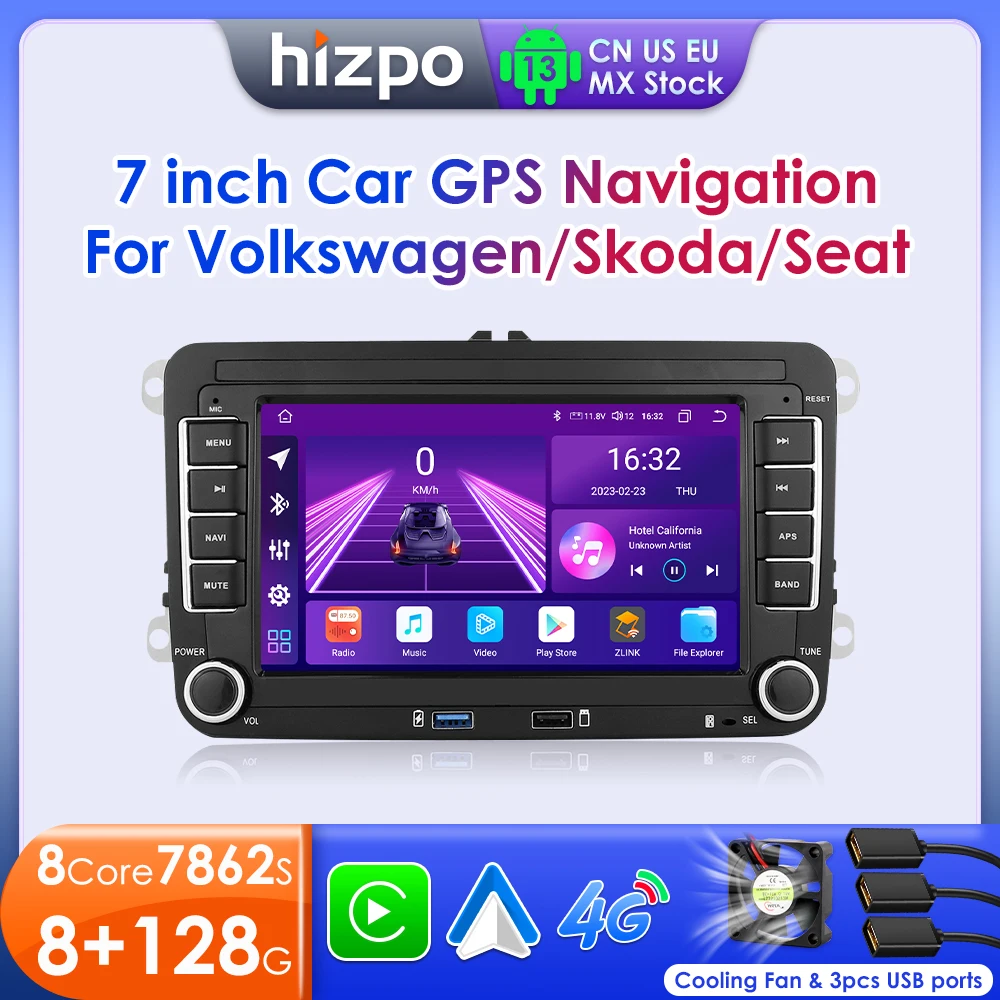 Hizpo Car Radio for VW POLO GOLF 5 6 Plus PASSAT B6 JETTA TIGUAN TOURAN SHARAN SCIROCCO CADDY Seat Carplay Audio Stereo GPS DSP