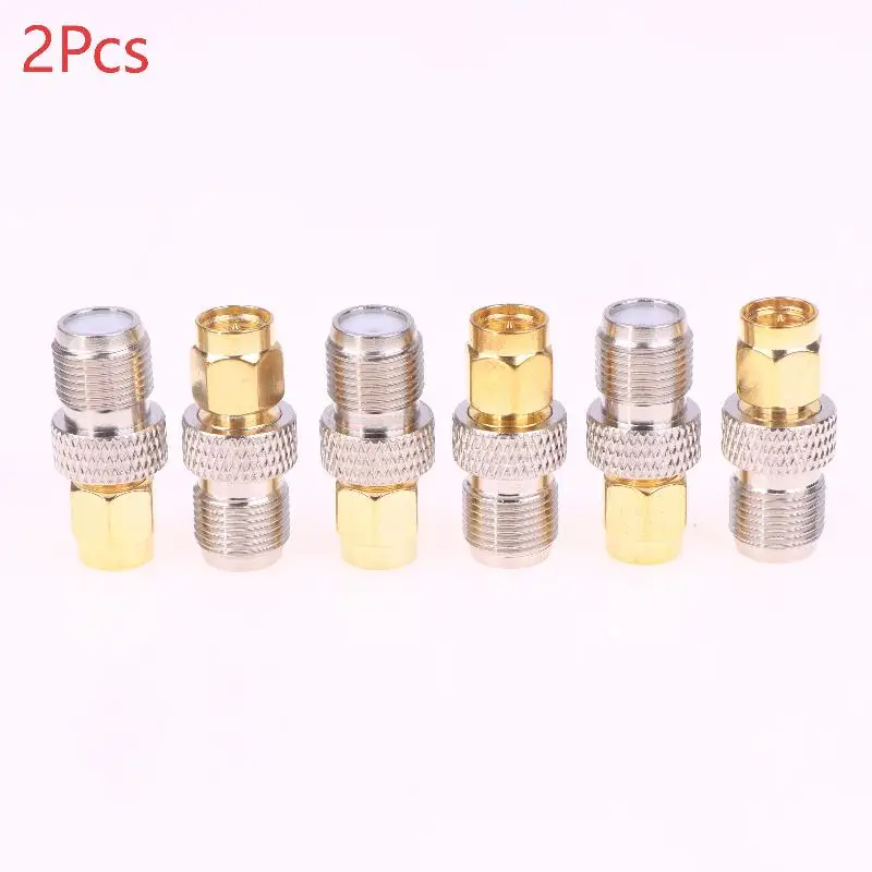 【Y】2Pcs SMA Male to F Female Copper RF Conversion Head SMA Internal Thread to External Thread Converter for Wireless Equipment