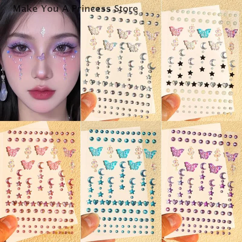 

Facial Rhinestone Sticker Butterfly Gem Crystal Tattoo Self Adhesive Body Brow Makeup Mix Size Item Fairy Beauty Colorful Tattoo
