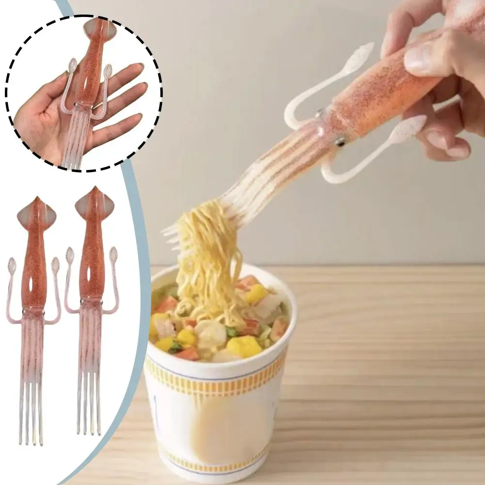 Fun Animal Instant Noodles Fork Squid Fork Creative Octopus Shaped Chili Kitchen Food Utensils 2/3 PCS