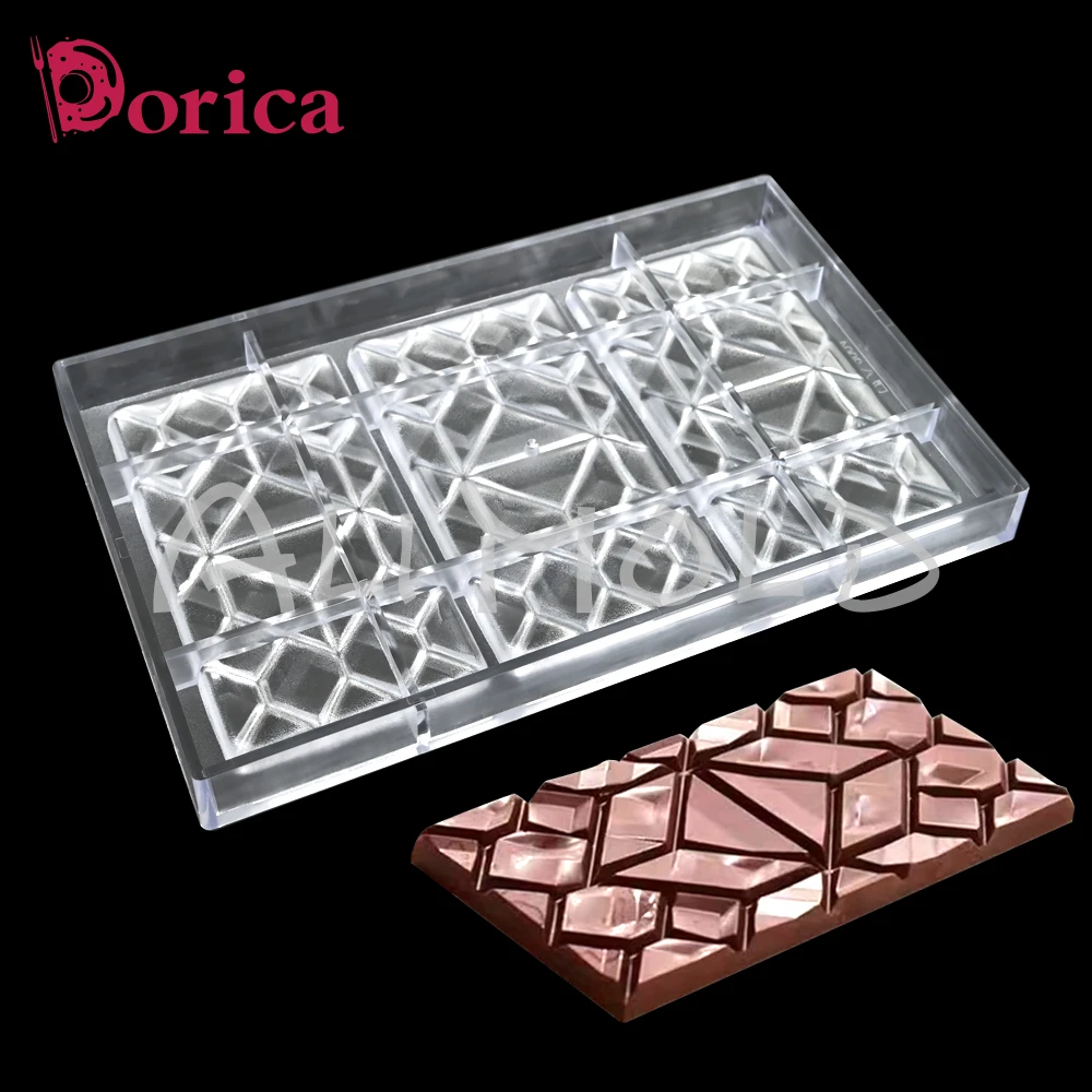 Polycarbonate Diamond Rectangle Chocolate Mold DIY Bonbons Bar Buttercream Candy Cake Decorating Tools Kitchen Pastry Bakeware