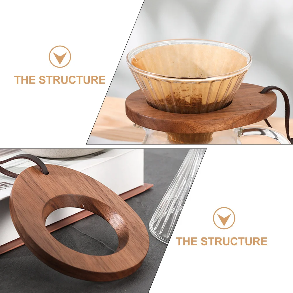 

Walnut Wood Filter Cone Holder Diagonal Design No Shake Hanging Rope Storage Afternoon Tea Wedding Picnic Party Use Coffee