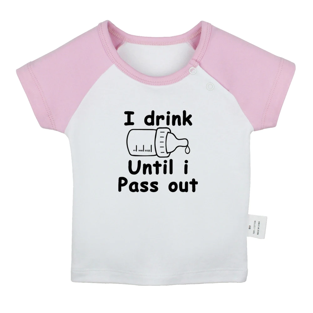 iDzn New I Drink Until I Pass Out Fun Baby T-shirts Cute Boys Girls Tees Infant Short Sleeves T shirt Newborn Clothes Kids Tops