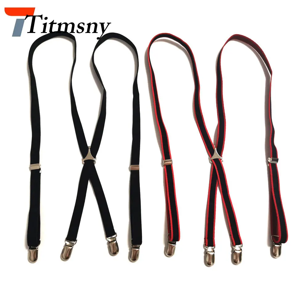 Fashion Women Men 4 Clip X-type Suspenders Braces Elastic Double Shoulder Strap Trousers Clothing Accessories 1.5cm Width