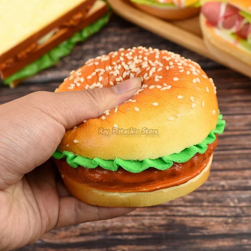 Kids Simulation Food Kitchen Toy Pretend Play Cooking Fake Bread Hamburger Hot Dog Model Soft Burgers Bakery Toys for Girls Gift